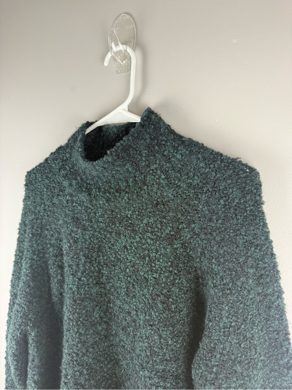 Loft Women’s Dark Green Sherpa Long Sleeve Wool Blend Mock Neck Sweater SZ M